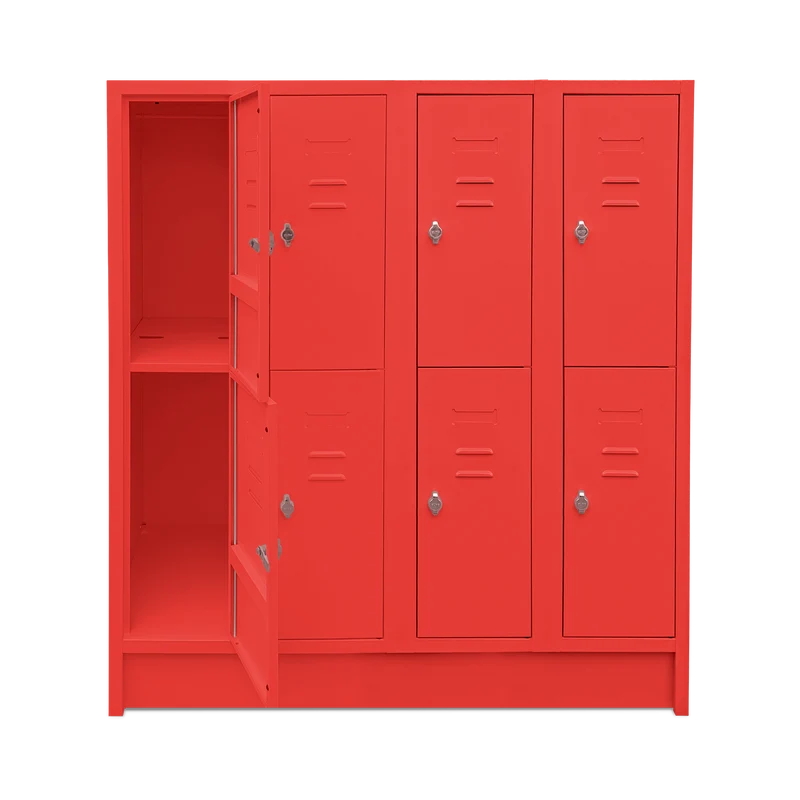Schul-Fächerspinde (4-Abteile je 2-Fächer) 1600 mm höhe – Bunte Farben