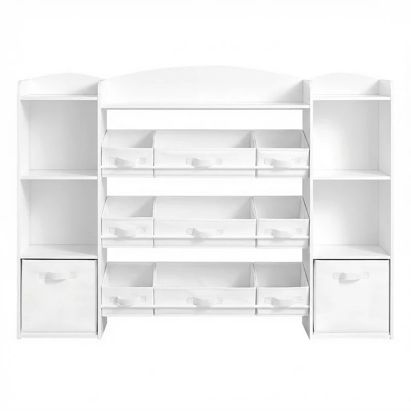 Kinderregal mit 4 offenen Fächern, Kinderregal, 9 mittlere und 2 seitliche Boxen