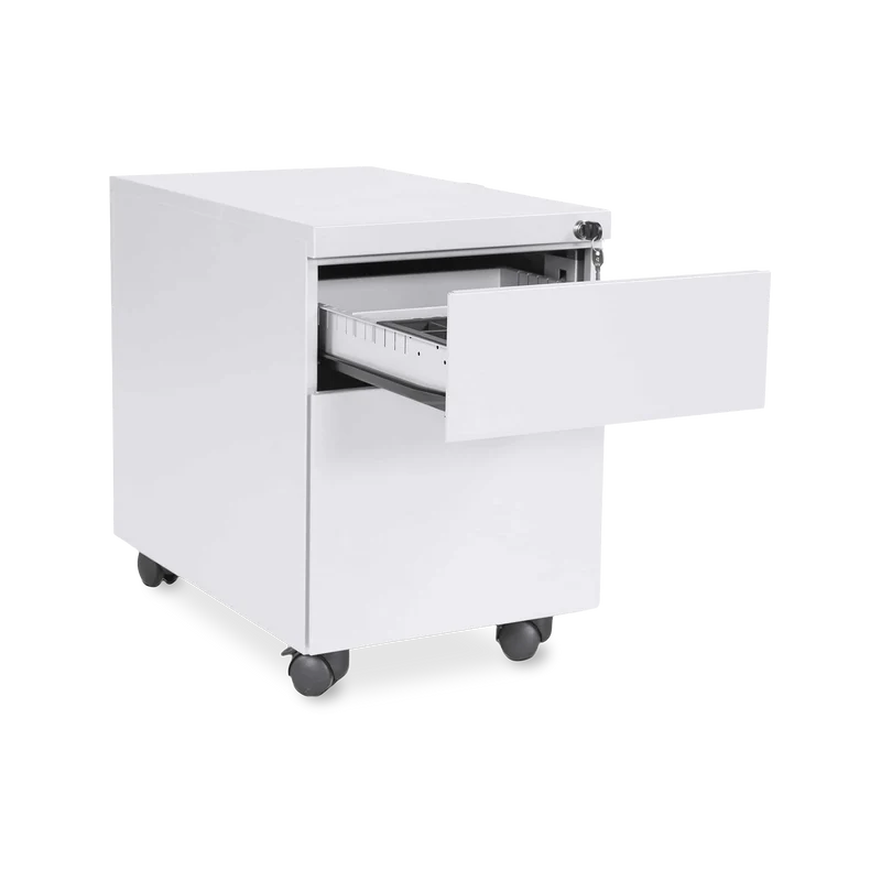 Design-Rollcontainer aus Stahl mit Schubladen – Signalweiß