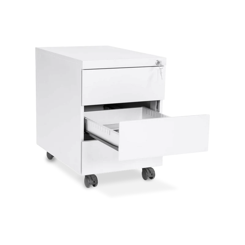 Design-Rollcontainer aus Stahl mit Schubladen – Signalweiß