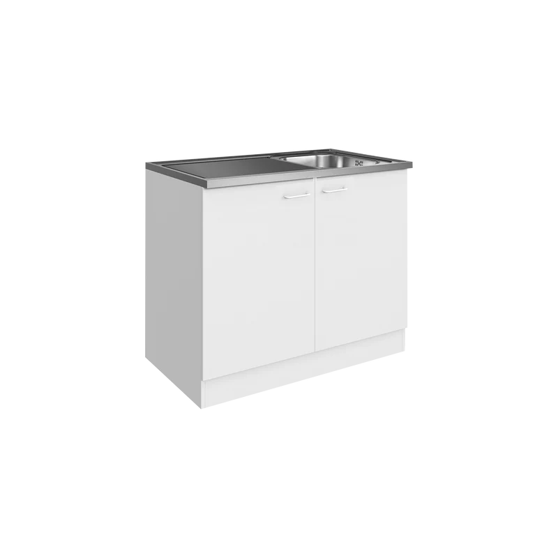 Küchen-Spülenschrank in Weiß mit 2 Drehtüren und Spüle