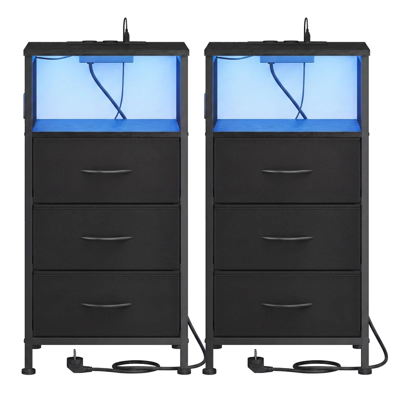 Nachttisch mit LED-Beleuchtung und Ladestation