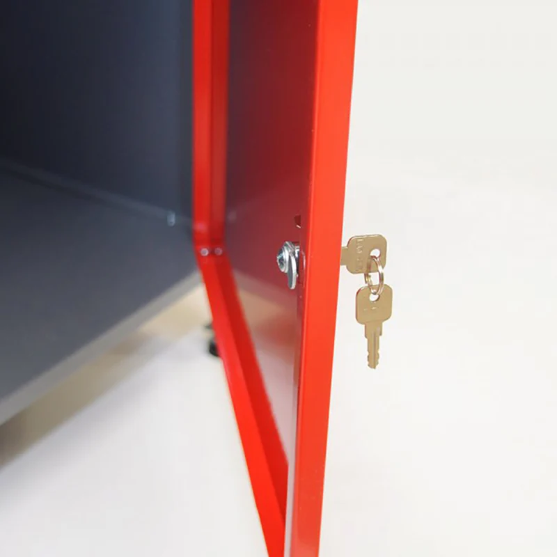 XL Werkbank aus Metall mit 2 Türen in Rot