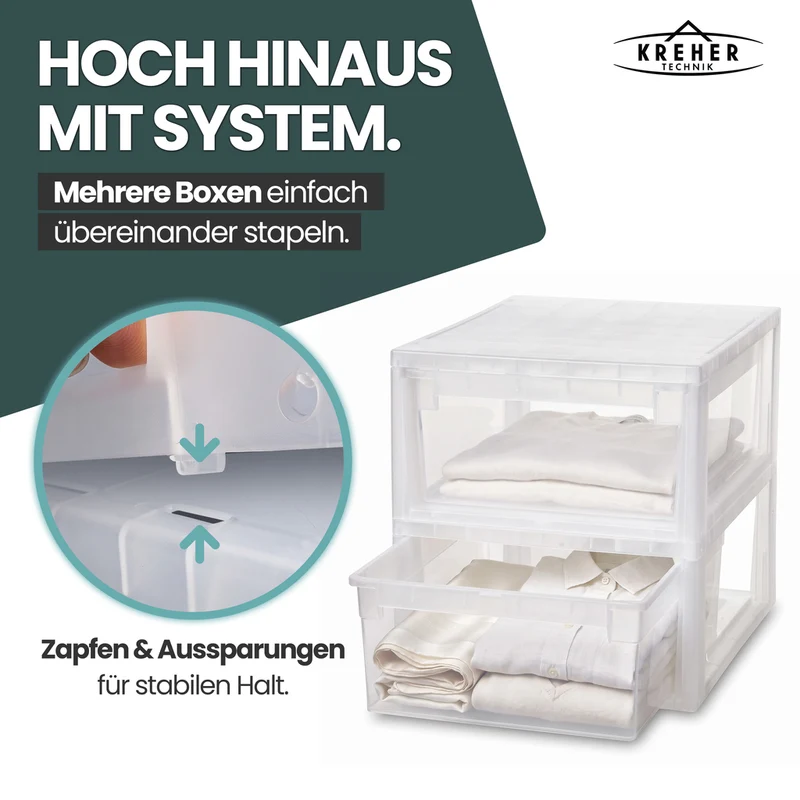 Bundle: 1 x Schubladenbox Größe XL (36 Liter) + 2 x Größe M (12 Liter)