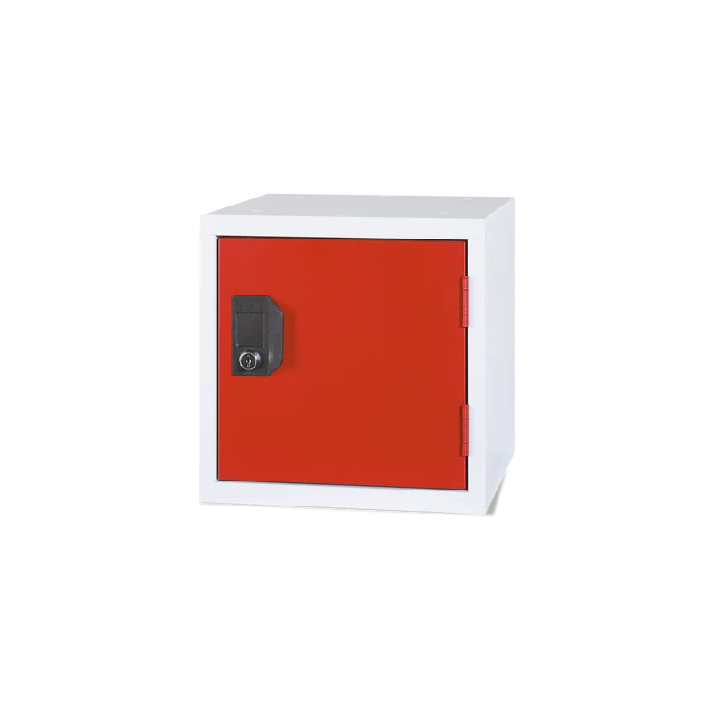 Schließfachwürfel (3 Größen) – Lichtgrau / Feuerrot