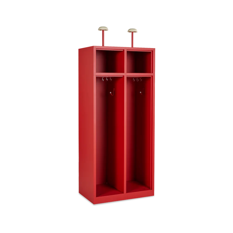 Feuerwehrschrank 2-Abteile Feuerrot – optional mit Zubehör