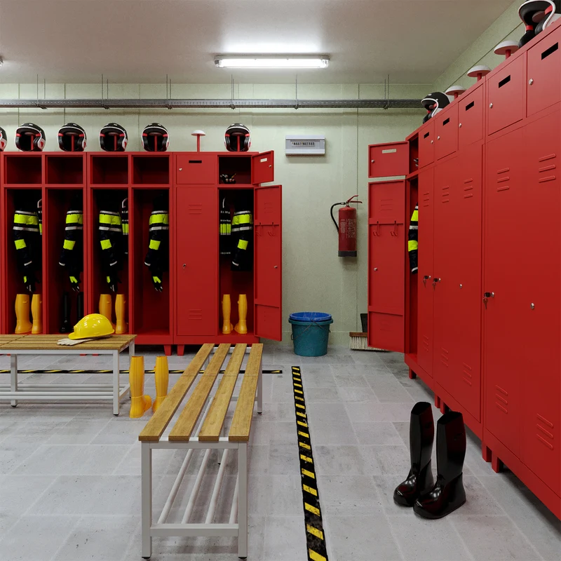 Feuerwehrspind 1-Abteil Feuerrot – Schwarz-Weiß-Trennung