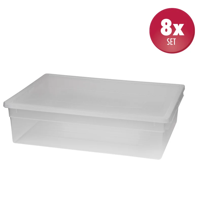 Set: 8 x LightBox 52 XL mit Deckel, halbhoch, 22 Liter