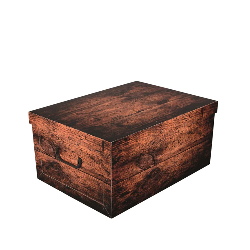 Bundle: 3 x Dekokarton - Motiv: Holz Dunkel/Shabby/White