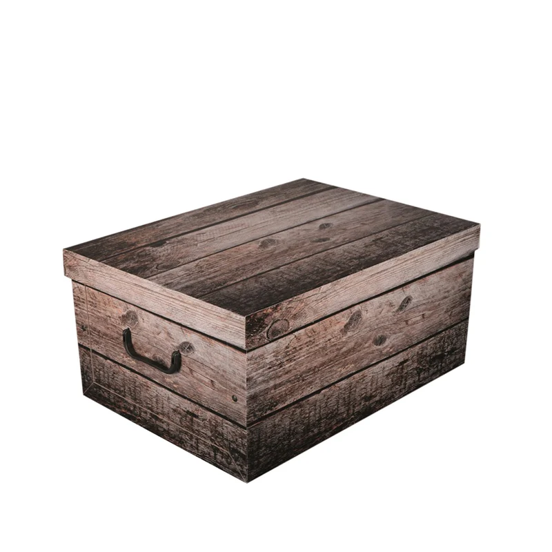 Bundle: 3 x Dekokarton - Motiv: Holz Dunkel/Shabby/White