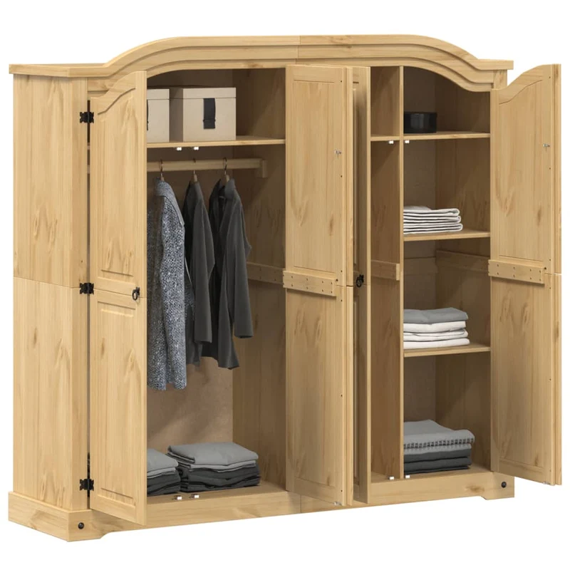 Klassischer Holzschrank "Corona" aus massiver Kiefer