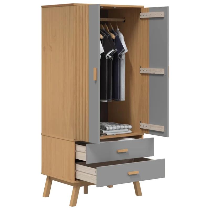 Holz-Kleiderschrank im skandinavischen Design, 2-türig