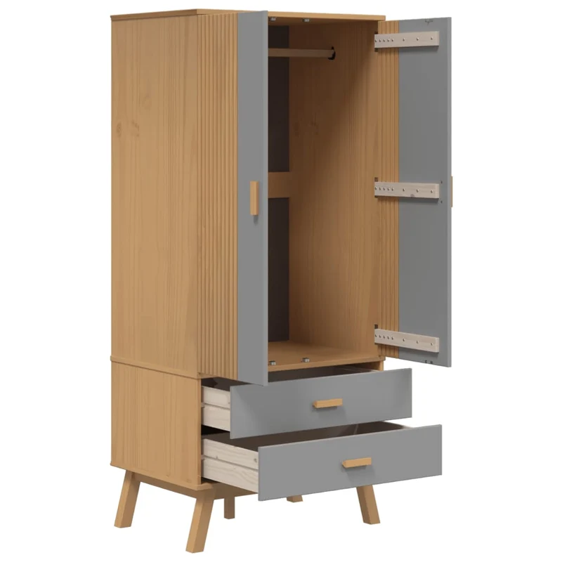 Holz-Kleiderschrank im skandinavischen Design, 2-türig