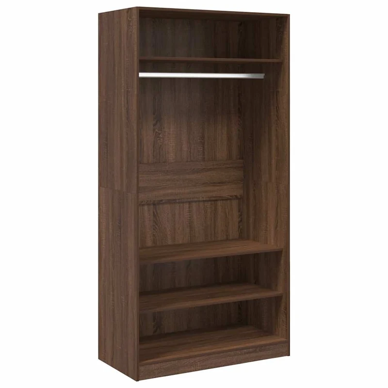 Offener Kleiderschrank mit Fächern und Kleiderstange