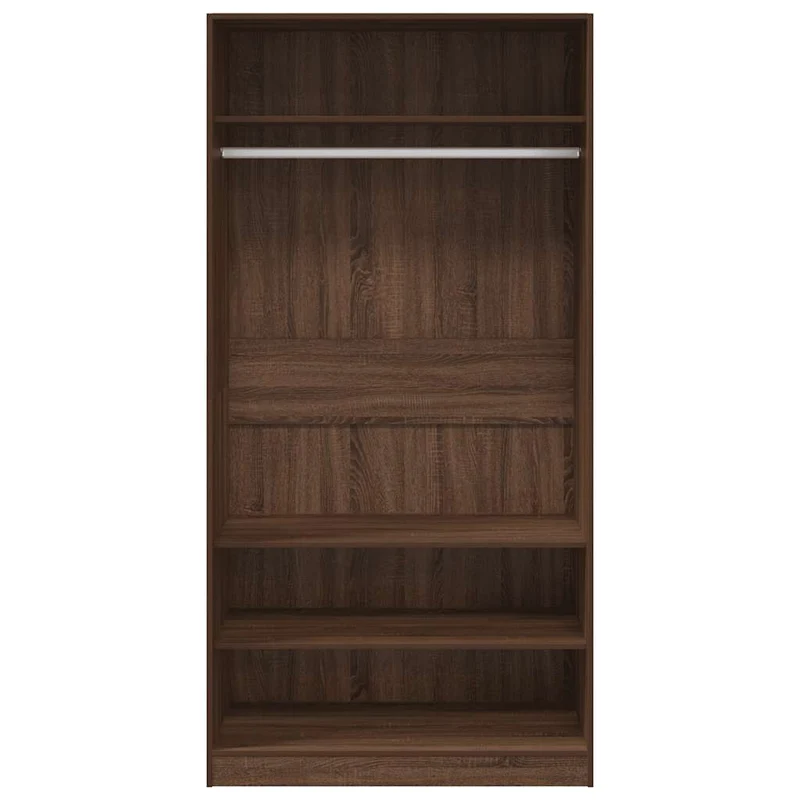 Offener Kleiderschrank mit Fächern und Kleiderstange