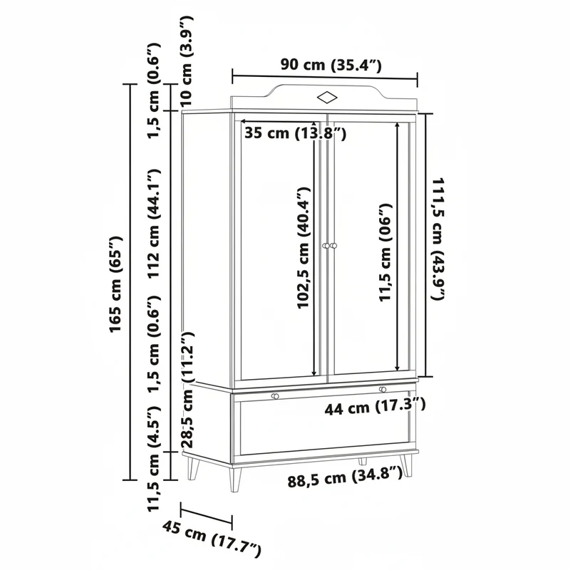 Großzügiger Kleiderschrank mit Kreidetafel, 2-türig
