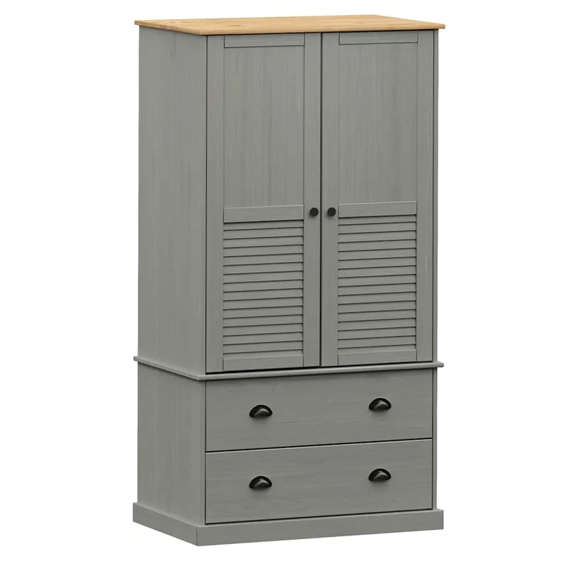 Massivholz Kleiderschrank mit Jalousie-Design, 2-türig