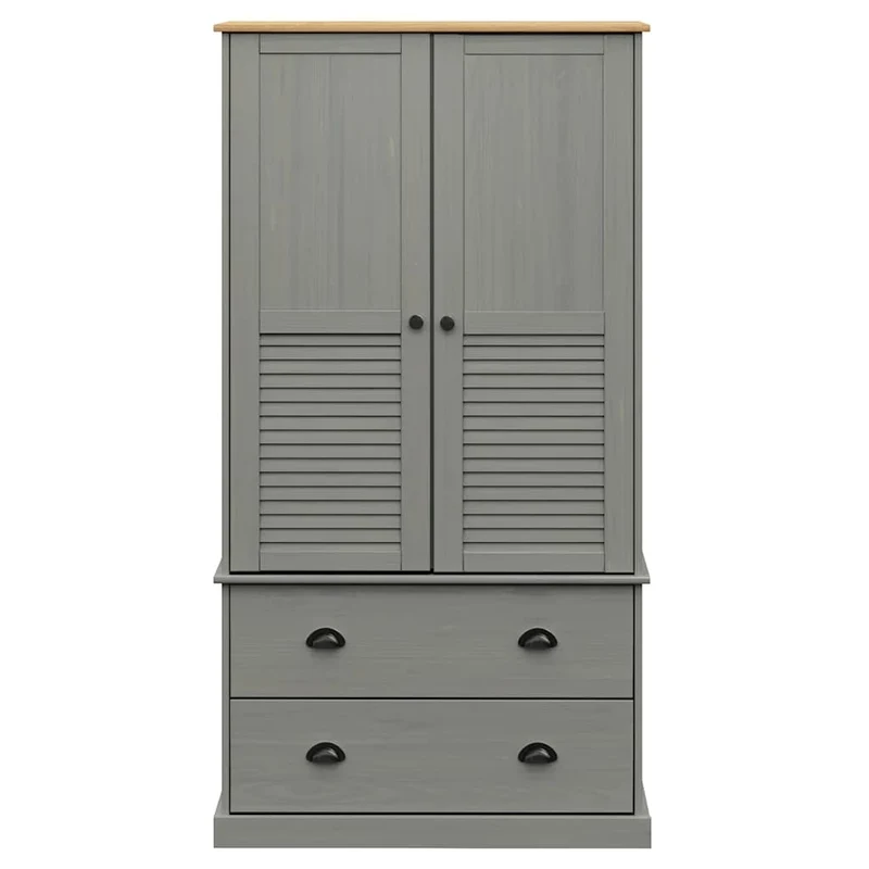 Massivholz Kleiderschrank mit Jalousie-Design, 2-türig