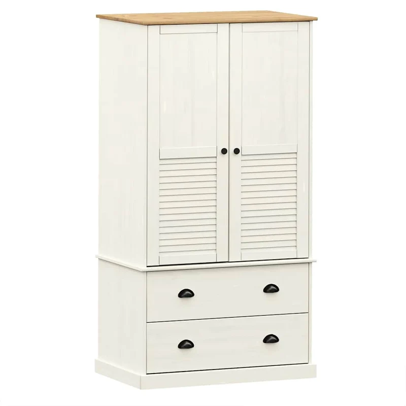 Massivholz Kleiderschrank mit Jalousie-Design, 2-türig