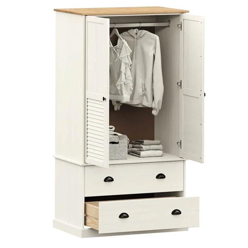 Massivholz Kleiderschrank mit Jalousie-Design, 2-türig