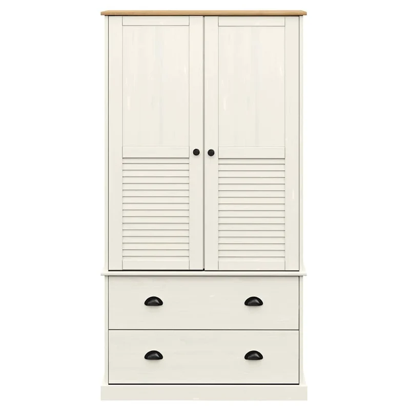Massivholz Kleiderschrank mit Jalousie-Design, 2-türig