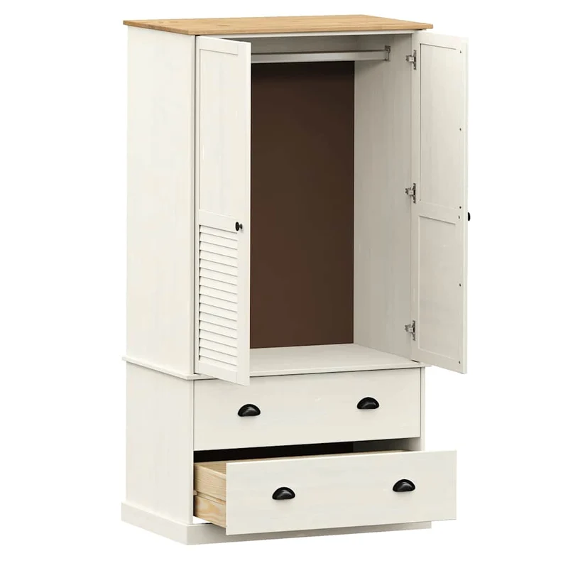 Massivholz Kleiderschrank mit Jalousie-Design, 2-türig