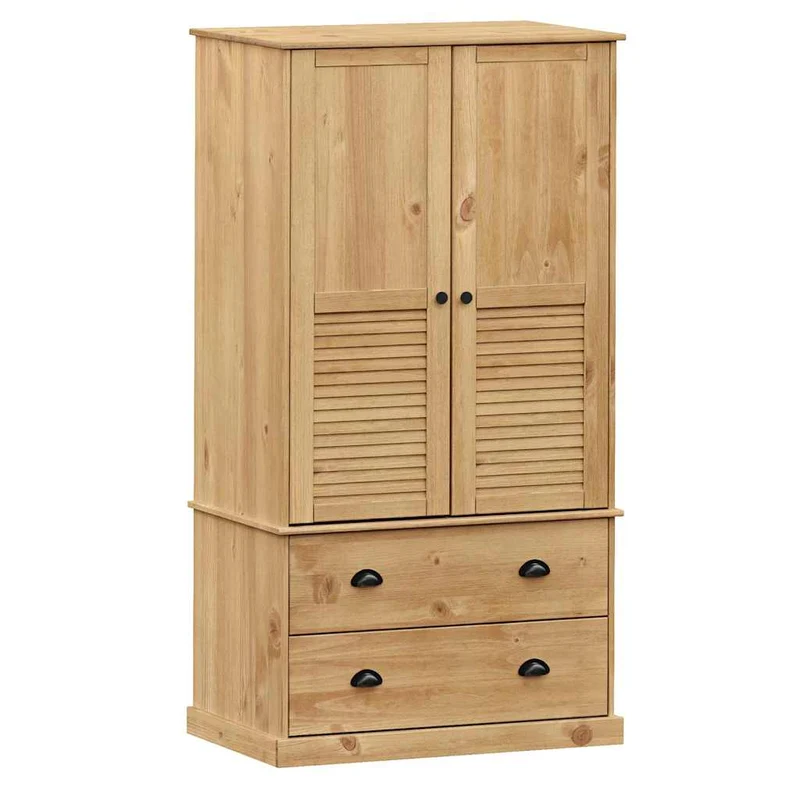 Massivholz Kleiderschrank mit Jalousie-Design, 2-türig