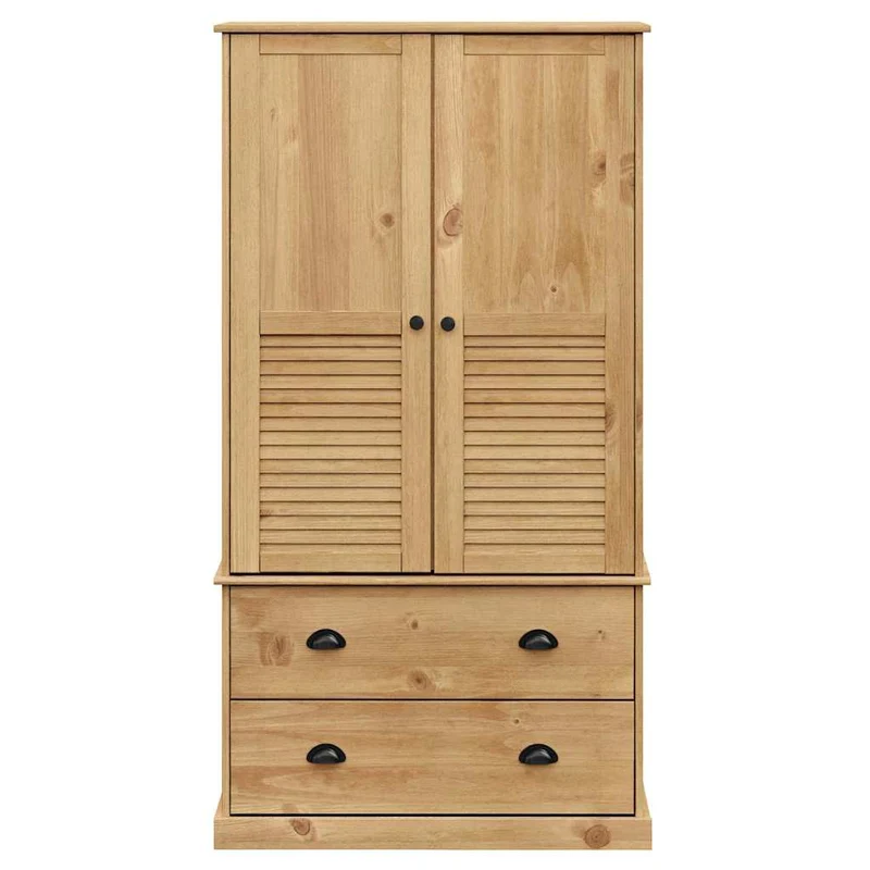 Massivholz Kleiderschrank mit Jalousie-Design, 2-türig