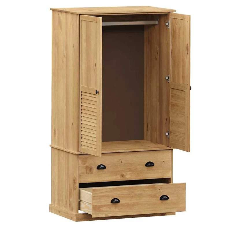 Massivholz Kleiderschrank mit Jalousie-Design, 2-türig
