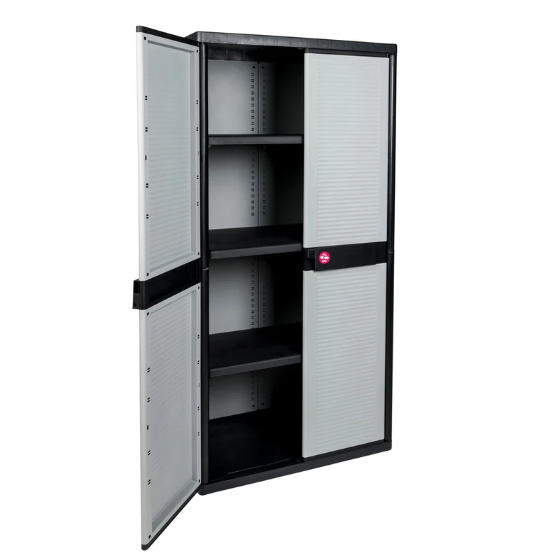 Kreher - Jumbo-Schrank mit 3 Böden (schwarz, grau)