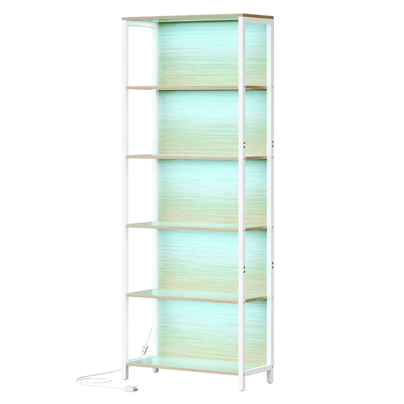 Bücherregal mit 6 Ebenen und Leuchten 30,3 x 60 x 178,6 cm