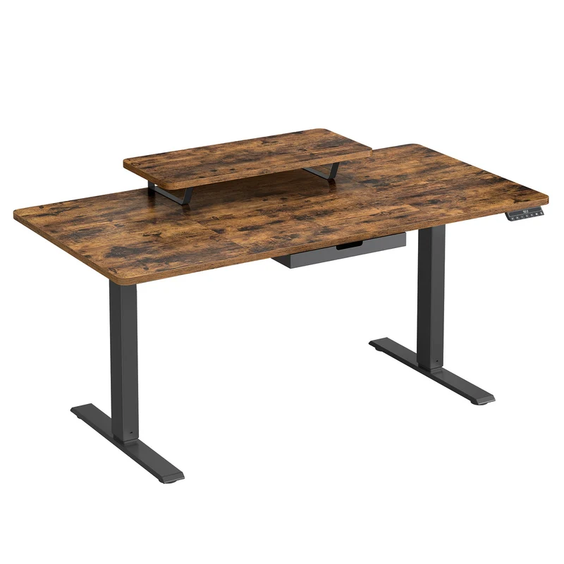 Höhenverstellbarer Schreibtisch mit Monitorständer und USB