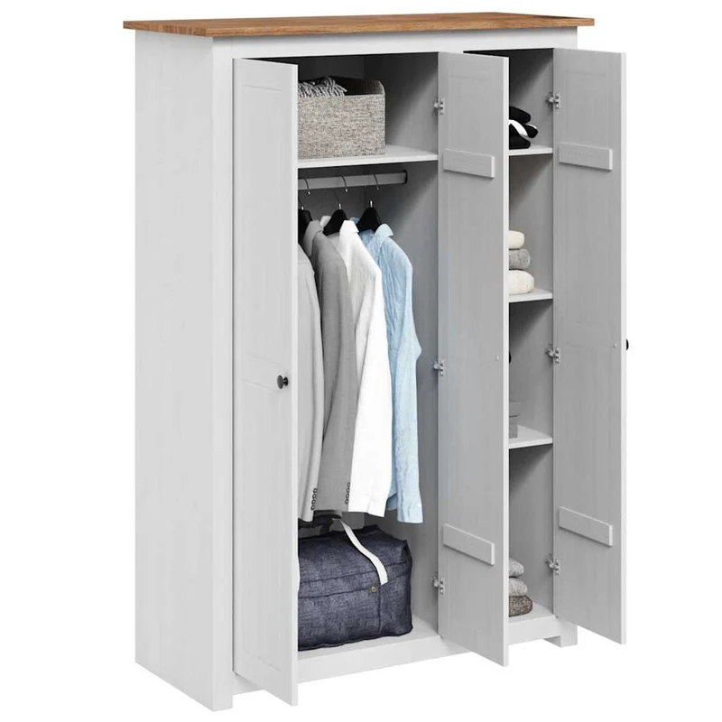 Massivholz Kleiderschrank mit viel Platz, 3-türig