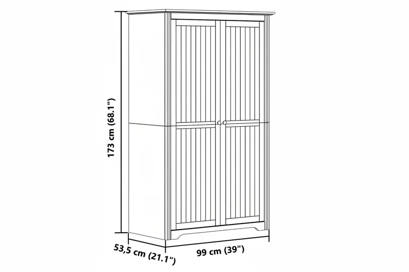 Klassischer Kleiderschrank im französischen Design, 2-türer