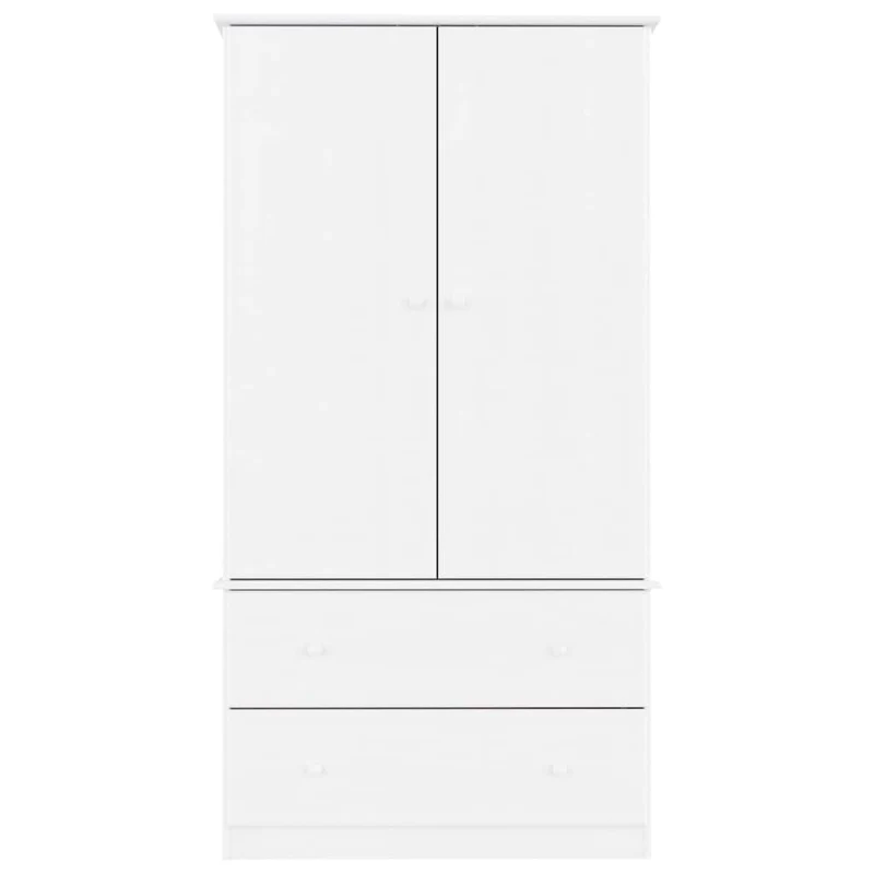 Kleiderschrank aus massivem Kiefernholz, 2-türig mit Schubladen