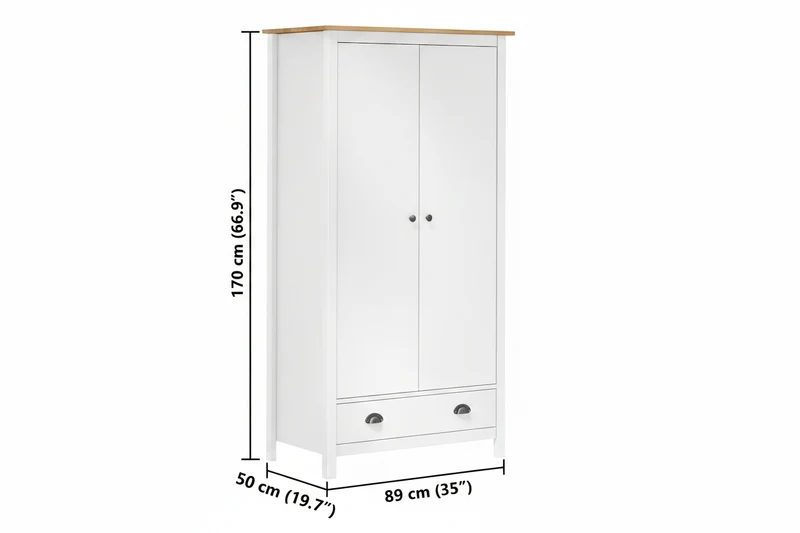 Moderner Kleiderschrank aus Kiefernholz, 2-türig