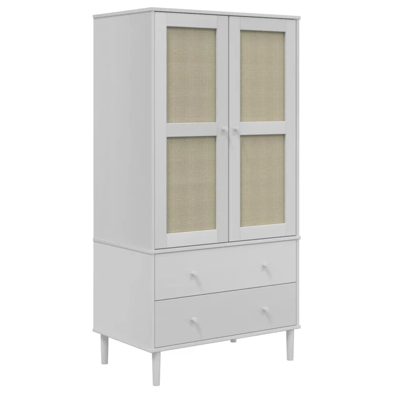 Kleiderschrank SENJA im Boho-Style mit Rattan-Optik