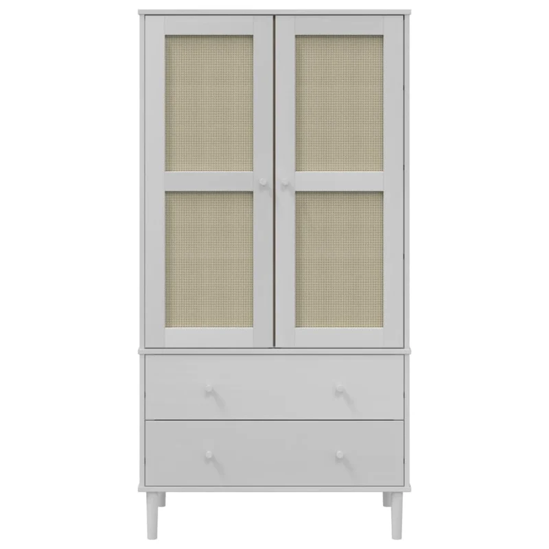 Kleiderschrank SENJA im Boho-Style mit Rattan-Optik
