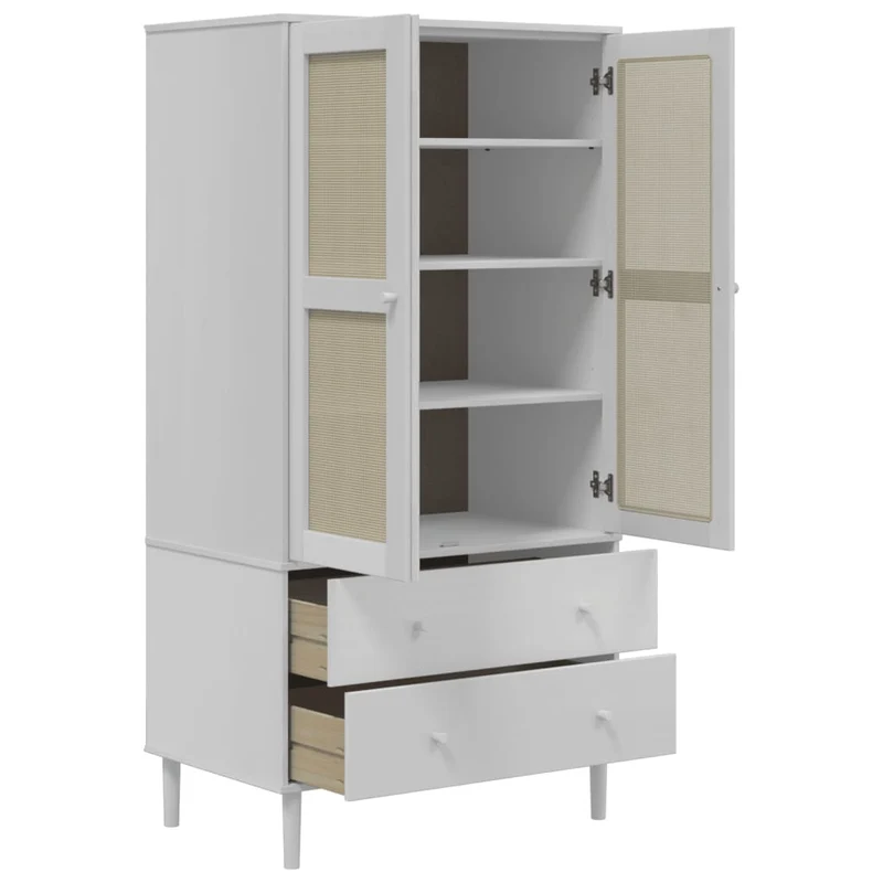 Kleiderschrank SENJA im Boho-Style mit Rattan-Optik