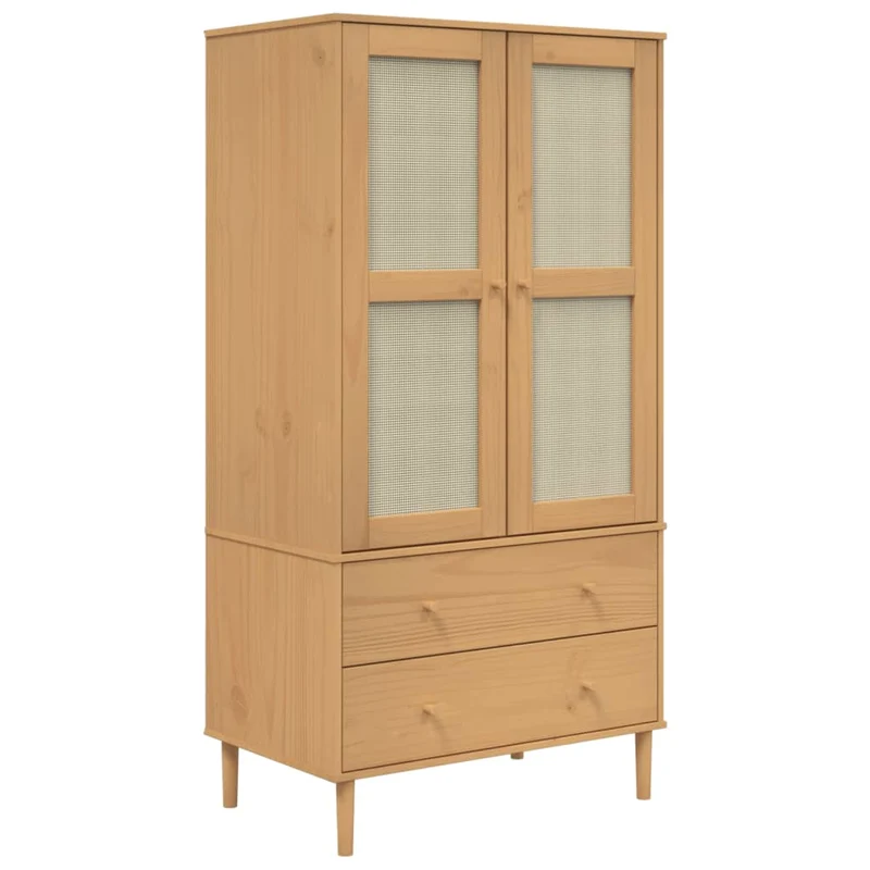 Kleiderschrank SENJA im Boho-Style mit Rattan-Optik