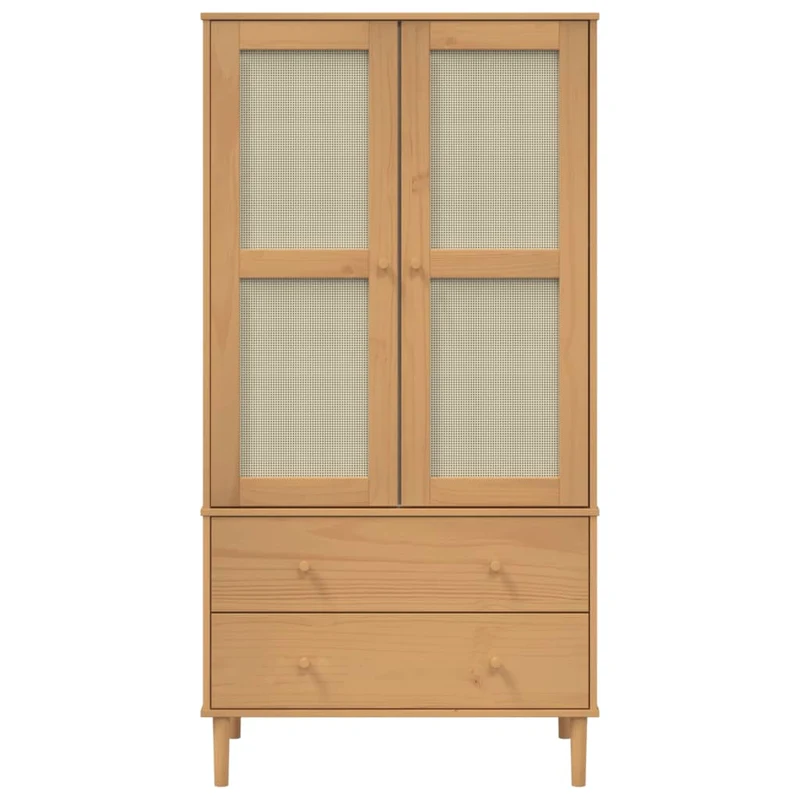 Kleiderschrank SENJA im Boho-Style mit Rattan-Optik