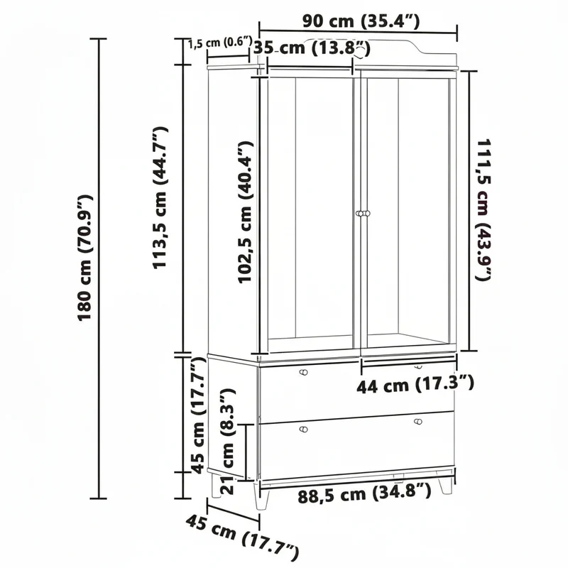 Kinder-Kleiderschrank ROROS mit Tafelfront, 180 cm