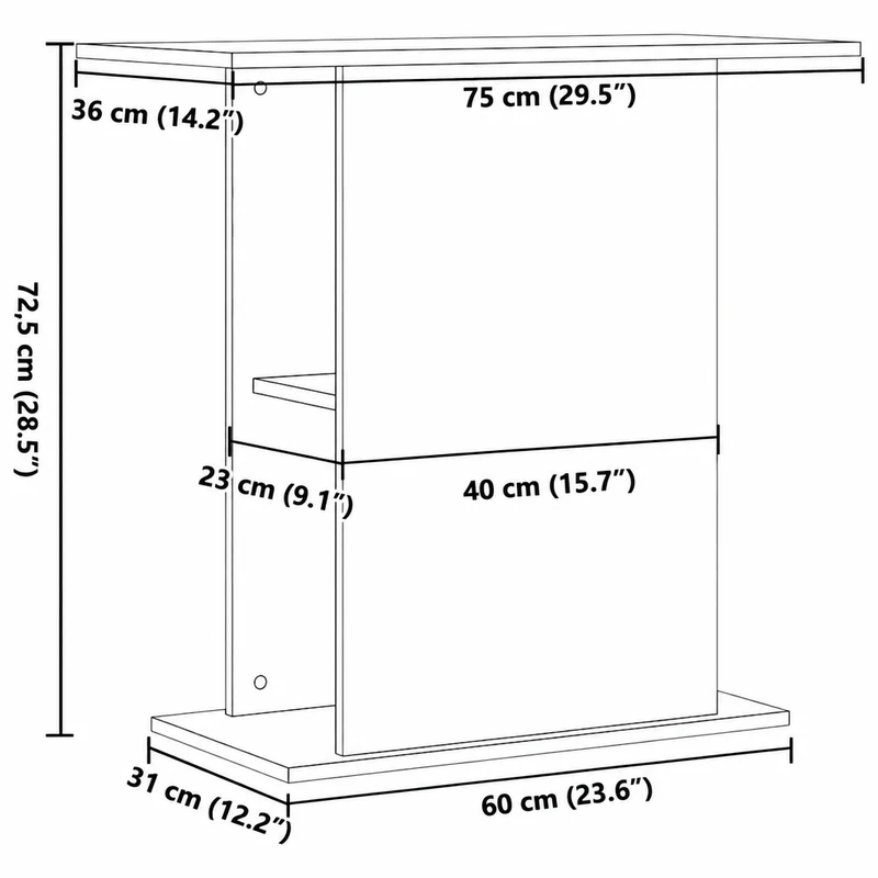 Aquariumschrank aus Holzwerkstoff, 75 x 36 x 72,5 cm