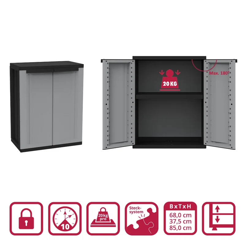 J-Twist Schrank in Schwarz/Grau (Modelle wählbar)