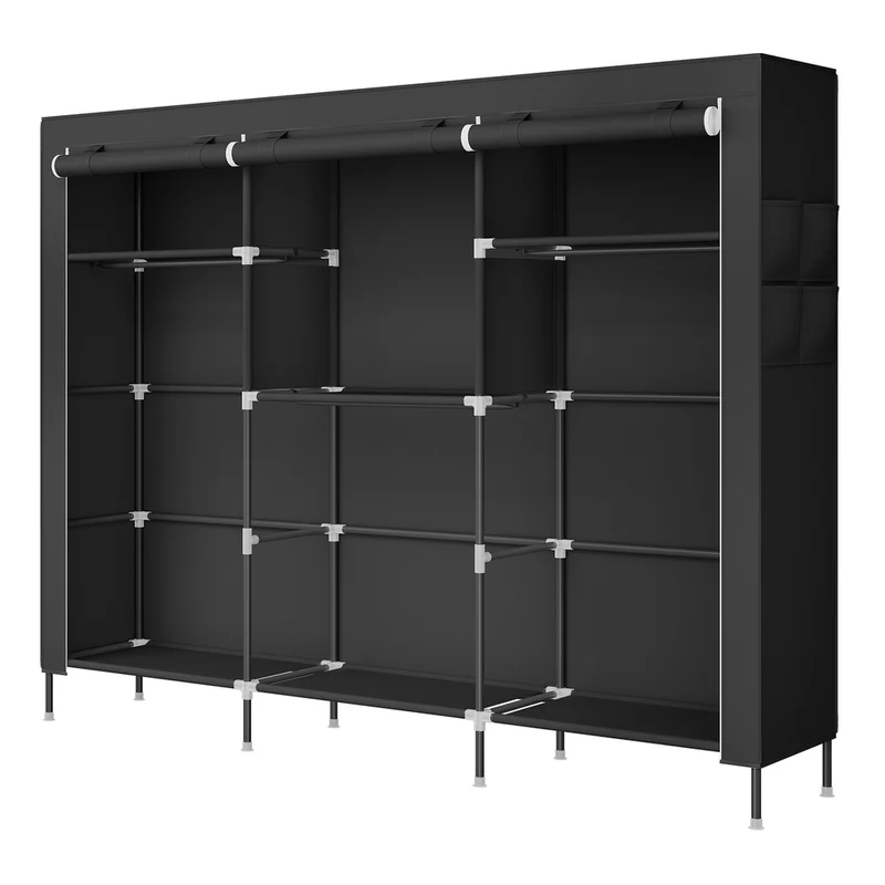 Stoffkleiderschrank mit Kleiderstange und praktischen Ablagen