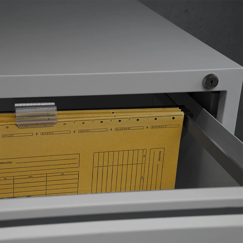 Stahl-Hängeregisterschrank (4 Schübe) – Einbahnig in Weißaluminium