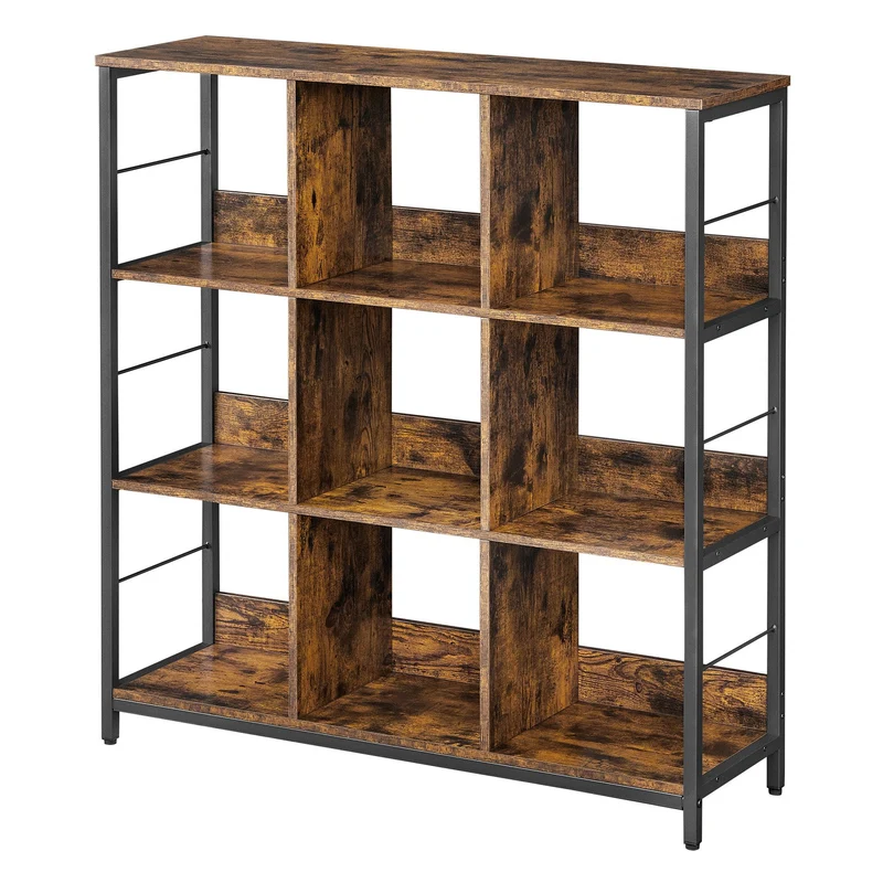 Regal mit 3 Ebenen für Wohnzimmer vintagebraun-schwarz