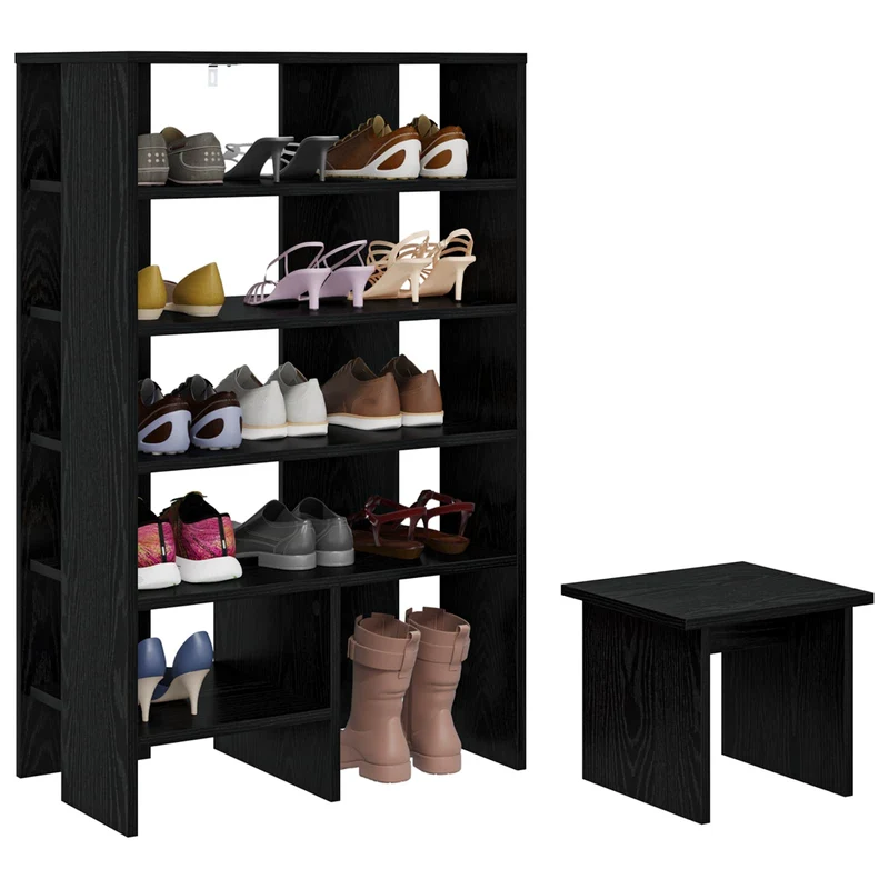 Schuhschrank mit Regal & Hocker, Holzwerkstoff
