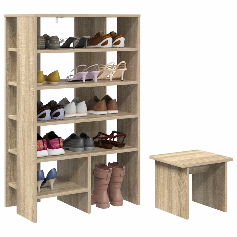 Schuhschrank mit Regal & Hocker, Holzwerkstoff