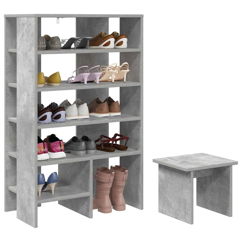 Schuhschrank mit Regal & Hocker, Holzwerkstoff